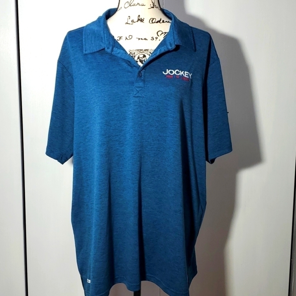 Jockey|Mens Blue Performance Polo Preppy Short-Sleeves Logo Sz.XL